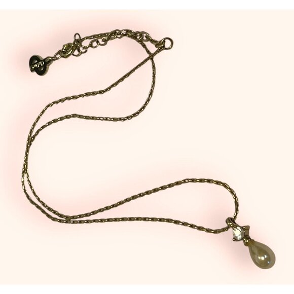 DIOR 80s Germany Faux Pearl  Necklace Gold Tone Rhinestone Made in Germany GIFT - Picture 6 of 6